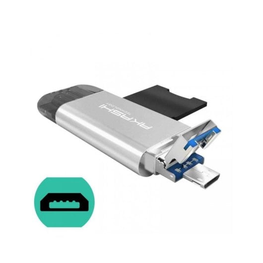 Lector de tarjetas Akashi ALTSDREADER3IN1 USB Type-A/C/Micro-USB Blanco
