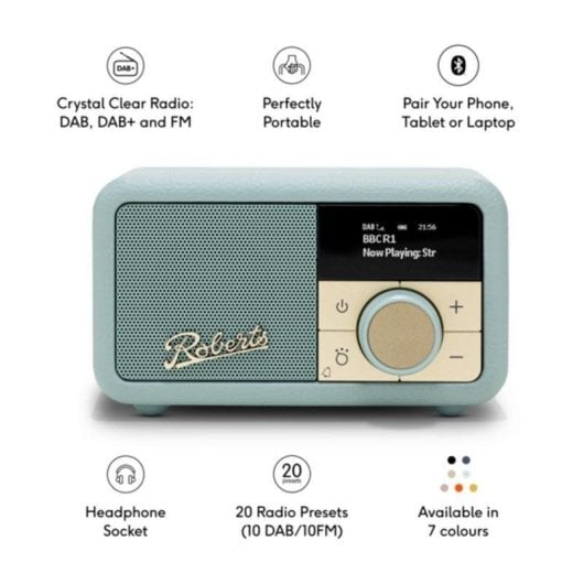 Radio portatile Roberts Revival Petite 2 DAB FM Bluetooth verde con sveglia
