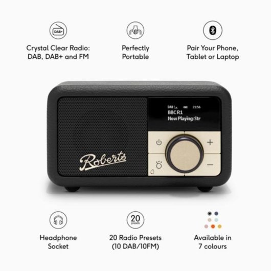 Radio Roberts Revival Petite 2 Bluetooth FM DAB+ Sveglia Nera