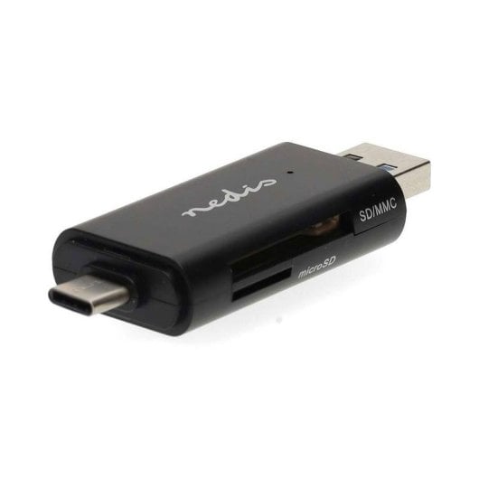 Lector de tarjetas Nedis CRDRU2110BK USB 2.0 USB-C USB-A compacto