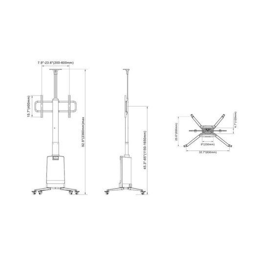 Support TV Sonorous PR8500 Noir Mobile VESA 85 pouces Pivotant