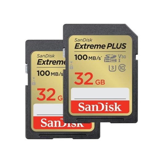 Carte SDHC Sandisk SDSDXWT-032G-GNCI2 32GB UHS-I U3 V30 Pack de 2