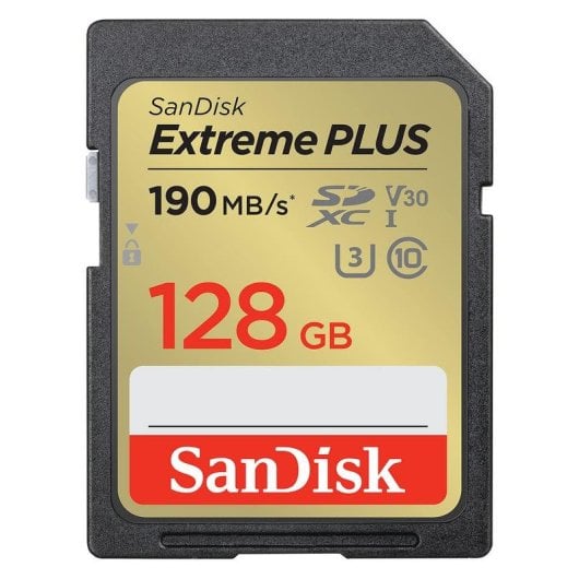 Tarjeta SDXC Sandisk Extreme PLUS SDSDXW2-128G-GNCIN 128 GB 190 MB/s 90 MB/s UHS-I U3 V30