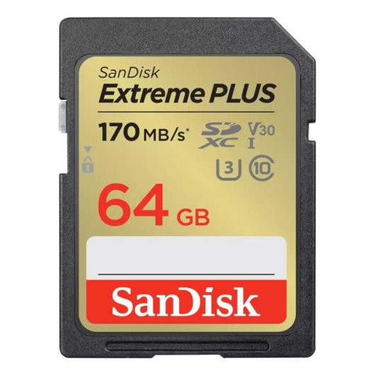 Carte SDXC Sandisk SDSDXW2-064G-GNCIN 64GB UHS-I U3 V30 Noir Or