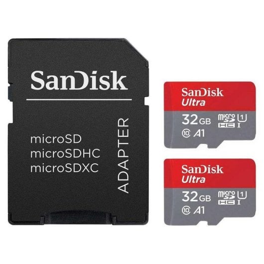 Carte mémoire Sandisk SDSQUA4-032G-GN6MT microSDHC 32 Go Classe 10 UHS-I x2 Adaptateur