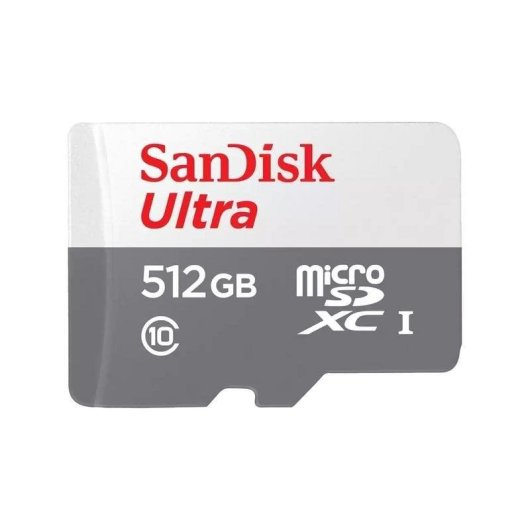 Cartão MicroSD Sandisk SDSQUNR-512G-GN3MN 512GB UHS-I Class 10 100MB/s Branco/Cinzento