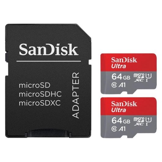 microSDXC Sandisk SDSQUAB-064G-GN6MT 64GB 140MB/s UHS-I U1 A1 Adapter Grau Rot