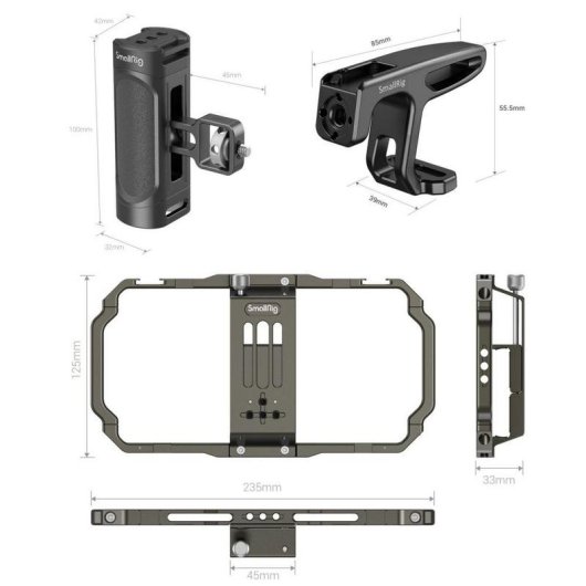Kit de plateforme vidéo portable SmallRig 3155B ABS Aluminium Universel 184 mm