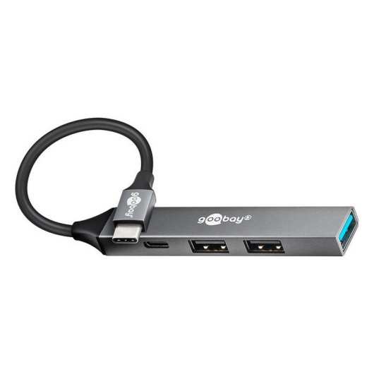 Hub Goobay 4 ports 5000 Mbit/s modèle 74459 USB-C aluminium