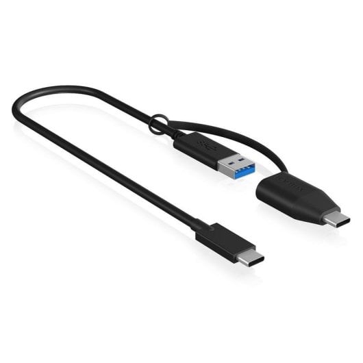 Câble USB ICY BOX IB-CB033 0,35 m USB-C vers USB-A USB 3.2 Gen 2 10 Gbit/s Noir