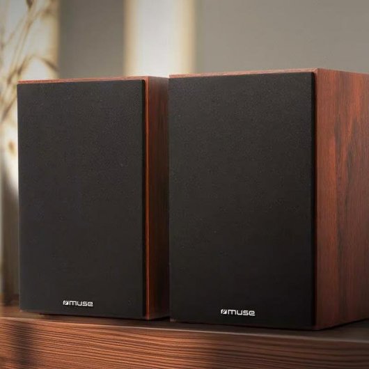 Enceintes Muse Bibliothèque Sans Fil Bluetooth 120W finition bois