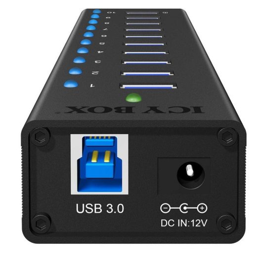 Hub ICYBOX 10 porte 5000 Mbit/s IB-AC6110 Alluminio USB 3.2 Alimentato