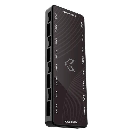 Concentrateur ventilateur Fox Spirit FXARBHUB8 8 ports ARGB PWM boîtier magnétique