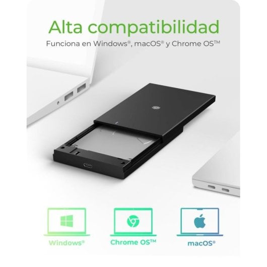 Caixa SSD Externa ICY BOX IB-200T-C3 2.5" Plástico Preto USB-C SATA Plug and Play