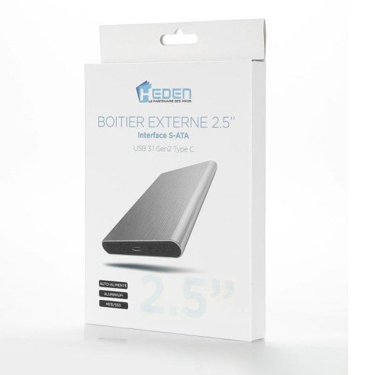 Boîtier externe Heden 0-BEHED25USBCS 2,5" Alu Argent USB-C tiroir amovible