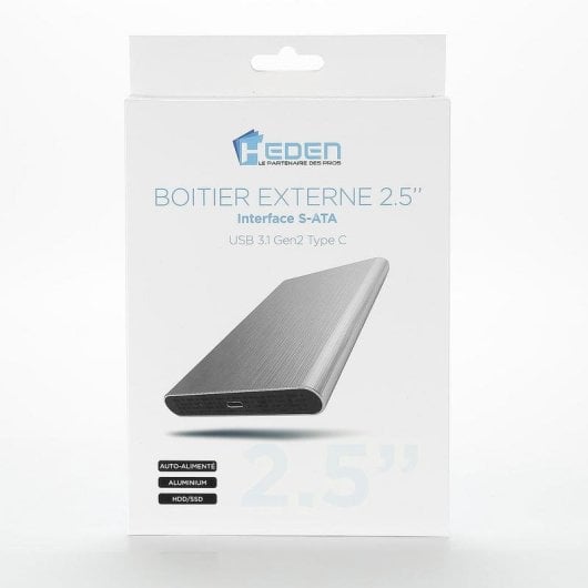 Boîtier externe Heden 0-BEHED25USBCS 2,5" Alu Argent USB-C tiroir amovible