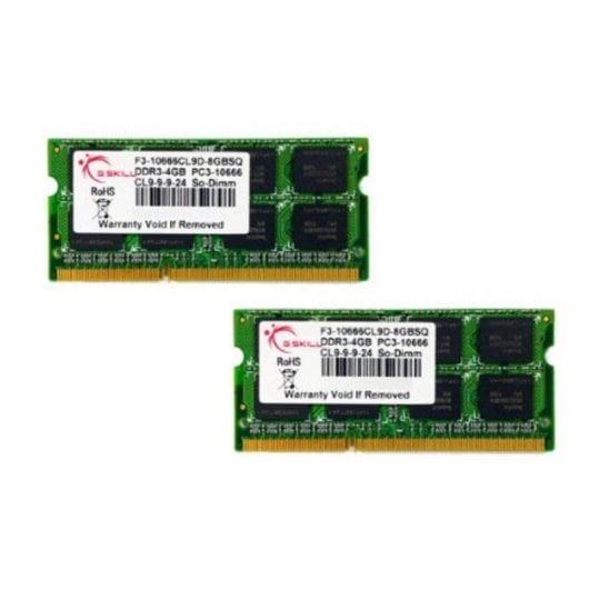 Memoria RAM G.Skill F3-10666CL9D-8GBSQ 8GB Kit 2x4GB DDR3 1333MHz CL9 SO-DIMM