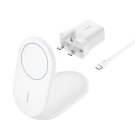 Carregador Belkin BoostCharge WIB007VFWH Wireless Qi2 15W Plegável USB-C Branco
