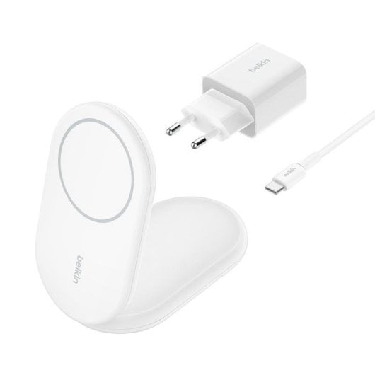 Carregador Belkin BoostCharge WIB007VFWH Wireless Qi2 15W Plegável USB-C Branco