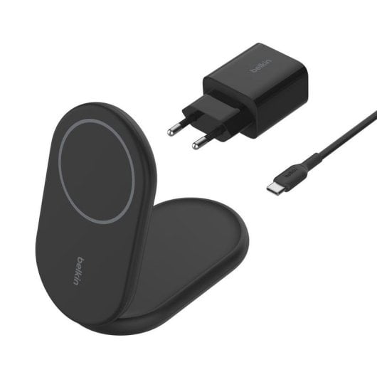 Cargador inalámbrico Belkin BoostCharge WIB007VFBK plegable magnético Qi2 15 W negro