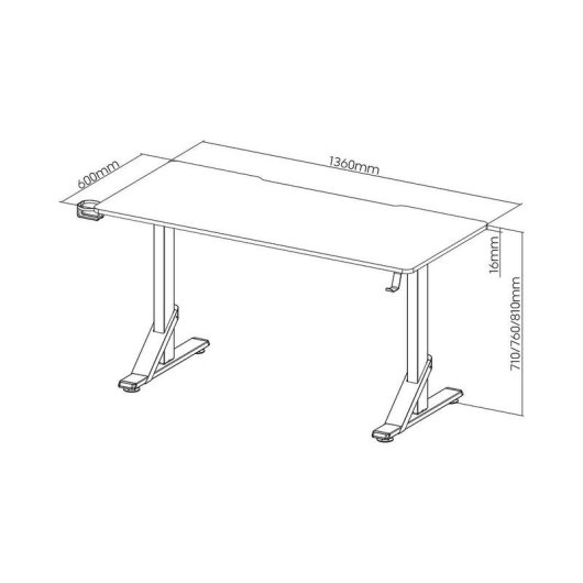 Mesa Gaming OPLITE 136cm MDF Negro Altura Ajustable Robusta