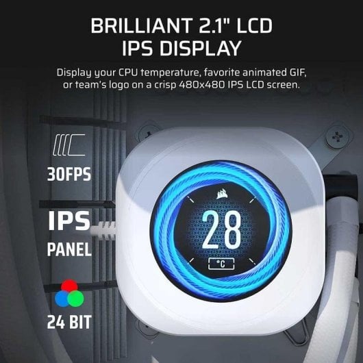 Refrigeração Líquida Corsair Nautilus RS Módulo Display LCD 78 mm Branco