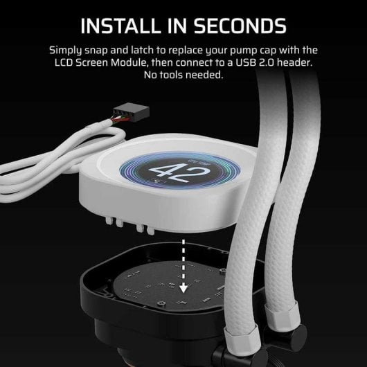 Refrigeração Líquida Corsair Nautilus RS Módulo Display LCD 78 mm Branco