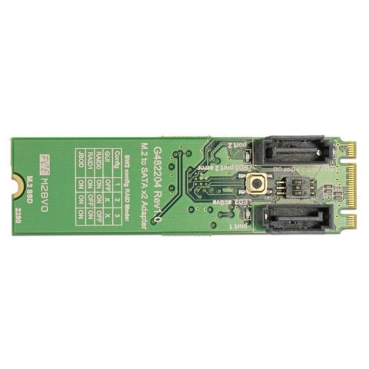 Adaptador DeLock 62961 M.2 a 2 x SATA 6 Gbps RAID Verde
