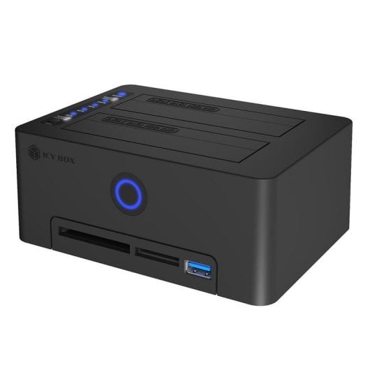 Base de conexión ICY BOX IB-1233CL-CR para discos duros SATA 2 bahías clonación USB 3.0