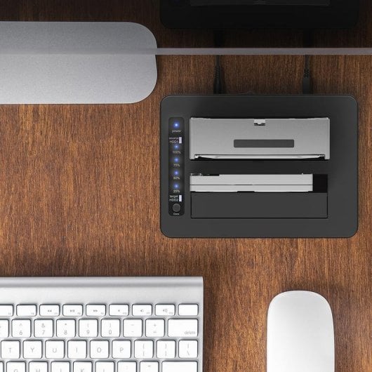 Base de conexión ICY BOX IB-1233CL-CR para discos duros SATA 2 bahías clonación USB 3.0