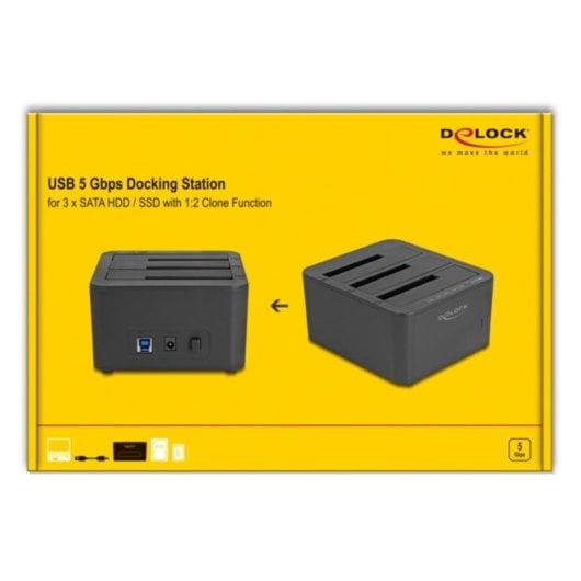 Base di connessione DeLock 64332 3x SATA SSD/HDD clonazione USB 3.2 Gen 1