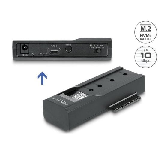 Base di connessione DeLock 64253 SSD M.2 NVMe SATA HDD 2,5" 3,5" USB-C
