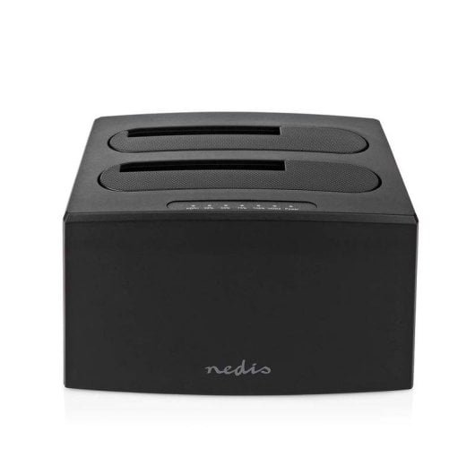 Base di connessione Nedis HDDUDB3210BK doppia baia SATA USB 3.2 clonazione offline