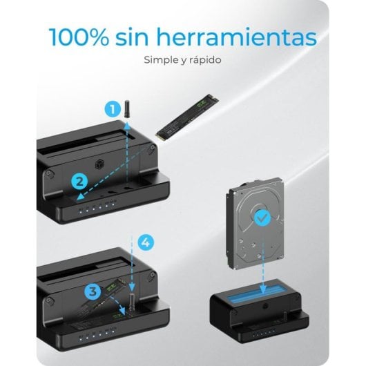 Base di connessione ICY BOX IB-2914MSCL-C31 SATA M.2/2.5/3.5 USB-C 10 Gbps Alluminio Nero