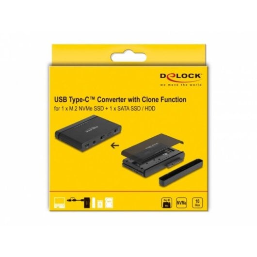 Conversor DeLock 64190 USB-C SATA M.2 NVMe Função Clone SSD HDD 0.3 m