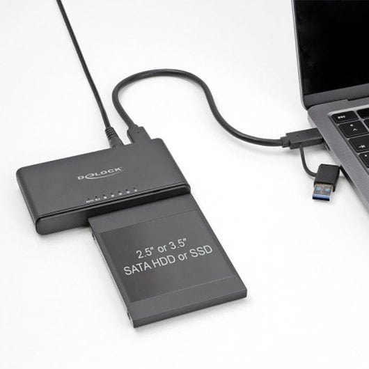 Conversor DeLock 64190 USB-C SATA M.2 NVMe Função Clone SSD HDD 0.3 m
