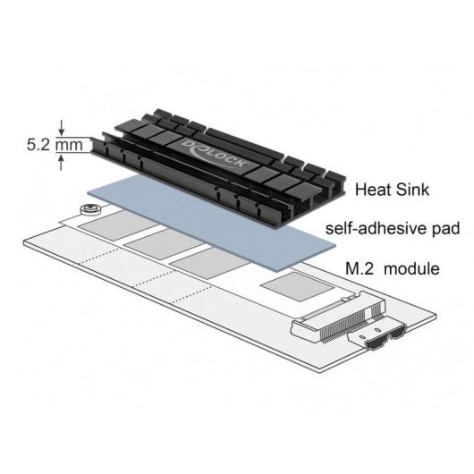 Dissipatore DeLock 18285 Alluminio Nero 70mm per SSD M.2