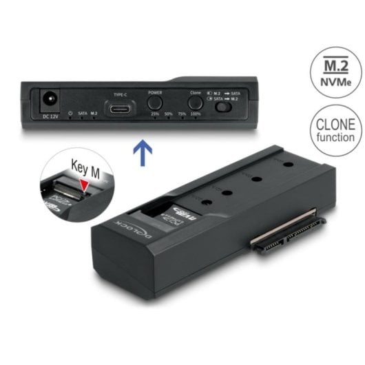 Base di connessione DeLock 64252 USB-C Clone NVMe M.2 SSD SATA 2,5"/3,5"