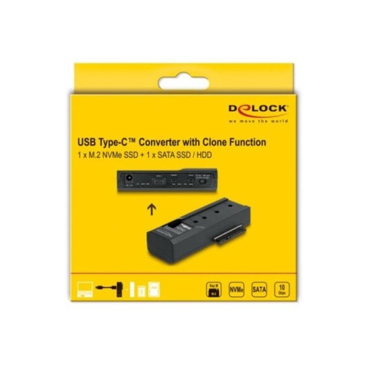 Base di connessione DeLock 64252 USB-C Clone NVMe M.2 SSD SATA 2,5"/3,5"
