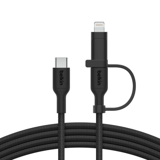 Cable USB-C Belkin CAC003HQ1.5MBK 2 en 1 con Lightning y carga rápida 1,5 m negro