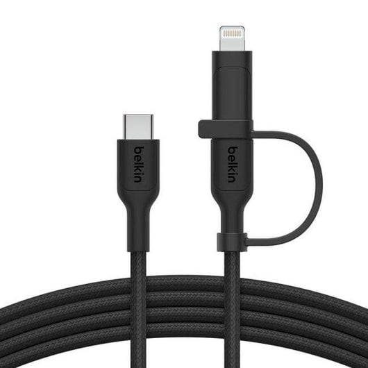 Cable USB-C Belkin CAC003HQ1.5MBK 2 en 1 con Lightning y carga rápida 1,5 m negro