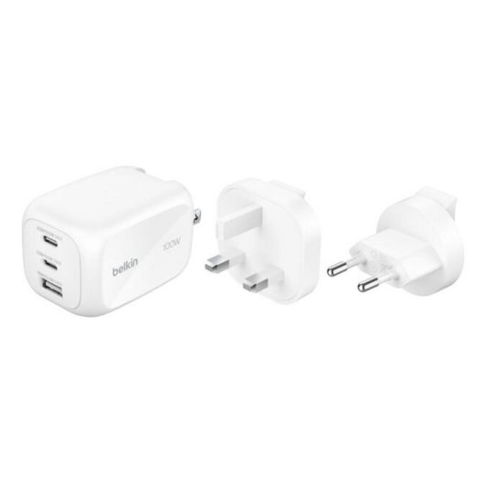 Cargador Belkin WCH016hqWH 100W 2x USB-C 1x USB-A GaN Blanco