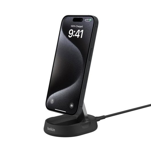 Carregador Belkin BoostCharge Pro WIA008VFBK Qi2 15W Dobrável Preto com Adaptador USB-C