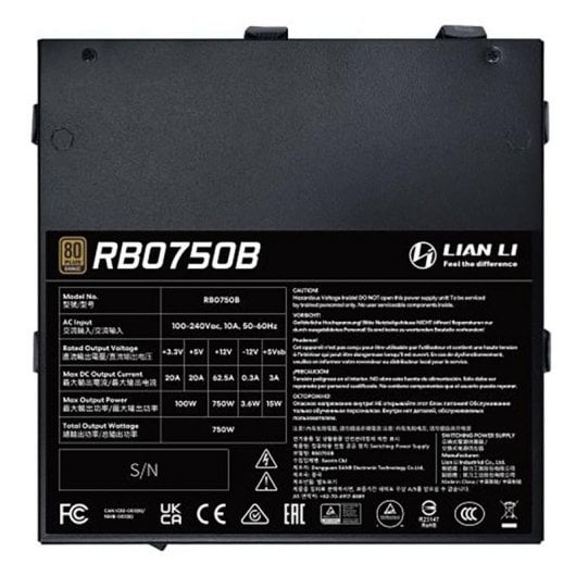 Fuente de Alimentación Lian Li RB 750W 80PLUS Bronze ATX 3.1 Kompakt