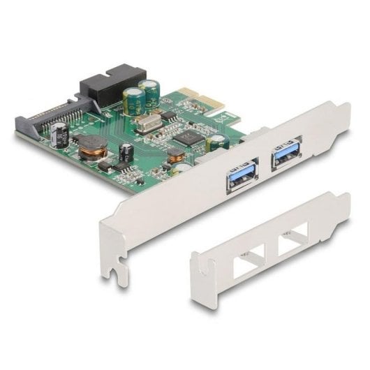 Tarjeta de Rede DeLock 90096 PCI Express x1 5 Gbps 2x USB 3.2 Gen 1 Perfil Baixo
