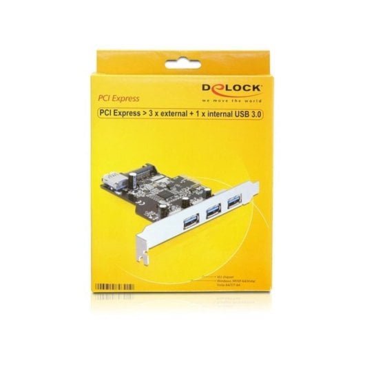 Tarjeta de expansión DeLock 89301 PCIe 4 puertos USB 3.0 5 Gbps chipset VLI
