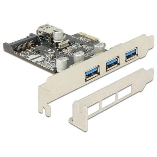 Tarjeta de expansión DeLock 89301 PCIe 4 puertos USB 3.0 5 Gbps chipset VLI