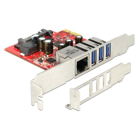 Scheda di Rete DeLock 89382 PCI Express 5 Gbps 3 USB 3.0 Gigabit Ethernet