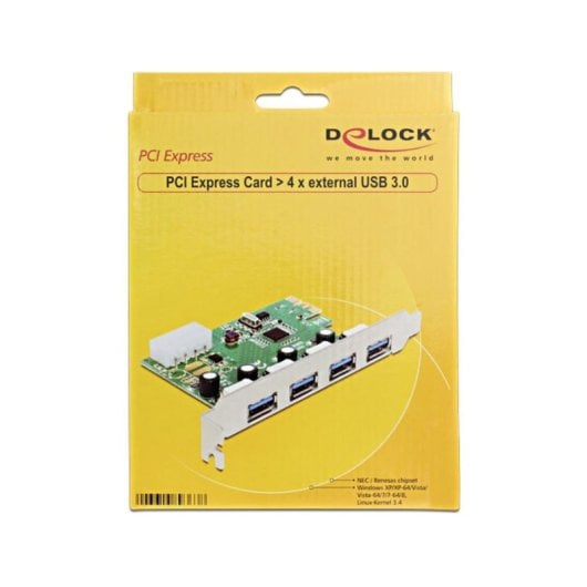 Scheda di Rete DeLock 89363 PCI Express USB 3.0 5 Gbps 4 Porte Esterno