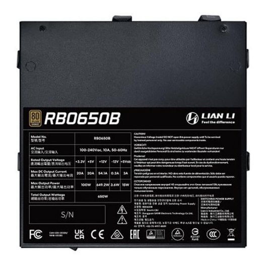Fonte de Alimentação Lian Li G9P.RB0650B.B000.EU 650W 80PLUS Bronze ATX 3.1 Preto